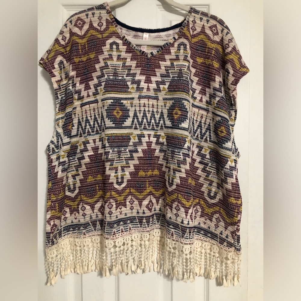 Boho Aztec western print shirt tassel detail Xhilaration women’s size medium
